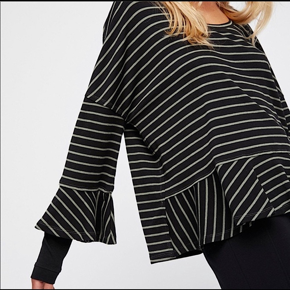 Fp We The Free Stripe Ribbed Round About Top